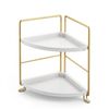 Artiss Bathroom Corner Shelf Countertop Organiser Vanity Storage Rack White Gold