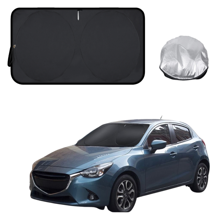 Front Windscreen Sun Shade for Mazda 2 2014 - Current DL, DJ - Standard 150 x 85 cm - Black