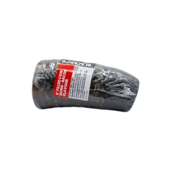 Blackdog Filled Cow Horn Dog Chew Treat Bacon Flavour 5 Inch