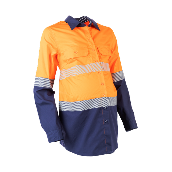 COgear Womens Orange/Navy Mae Hi Vis Maternity Work Shirt - Size 16