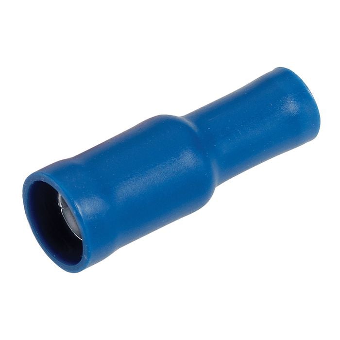 Narva 4 / 5mm 3/16" Blue Double Crimped Flared Vinyl Insulated Female Bullet Terminal - 11 Pack