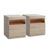 Oikiture Bedside Tables Set Of 2 Led Nightstand Shelf Side End Table Natural
