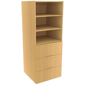 Lugna 1536 x 600 x 580mm Sand Ready to Assemble Robe Insert 2 Shelf 3 Drawer Unit