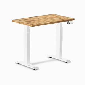 Desky Dual Mini Acacia Hardwood Sit To Stand Desk 1000x600mm Matte Black Frame