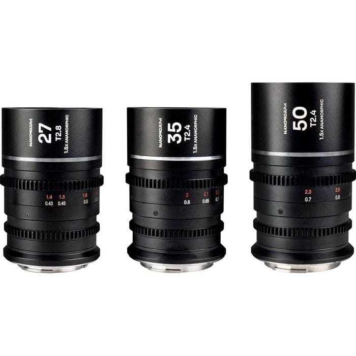 Laowa Nanomorph S35 Prime 3 Lens Bundle - 27mm, 35mm, 50mm - Canon Rf Mount - Silver