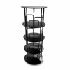 Foret 4-tier Rotating Bookshelf 360 Deg Display Rack Steel Wood Floor Shelf Black