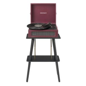 Crosley Voyager Bluetooth Portable Turntable + Entertainment Stand Bundle  - Burgundy