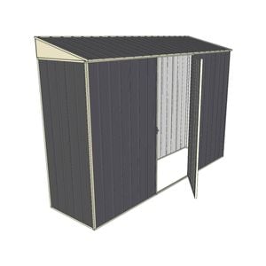 Build-a-Shed 0.8 x 3 x 2m Green Skillion Single Hinged Side Door Shed - Grey