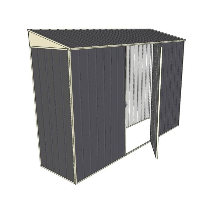 Build-a-Shed 0.8 x 3 x 2m Green Skillion Single Hinged Side Door Shed - Grey