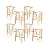 Anemone  Set of 8 Wishbone Dining Chair Beech Timber Replica Hans Wenger Natural
