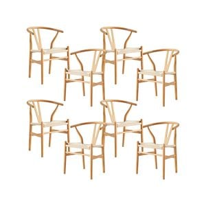 Anemone  Set of 8 Wishbone Dining Chair Beech Timber Replica Hans Wenger Natural
