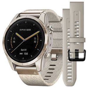 Garmin Epix Pro Gen 2 Soft Gold Watch w Cream Heathered Nylon Band - 42mm
