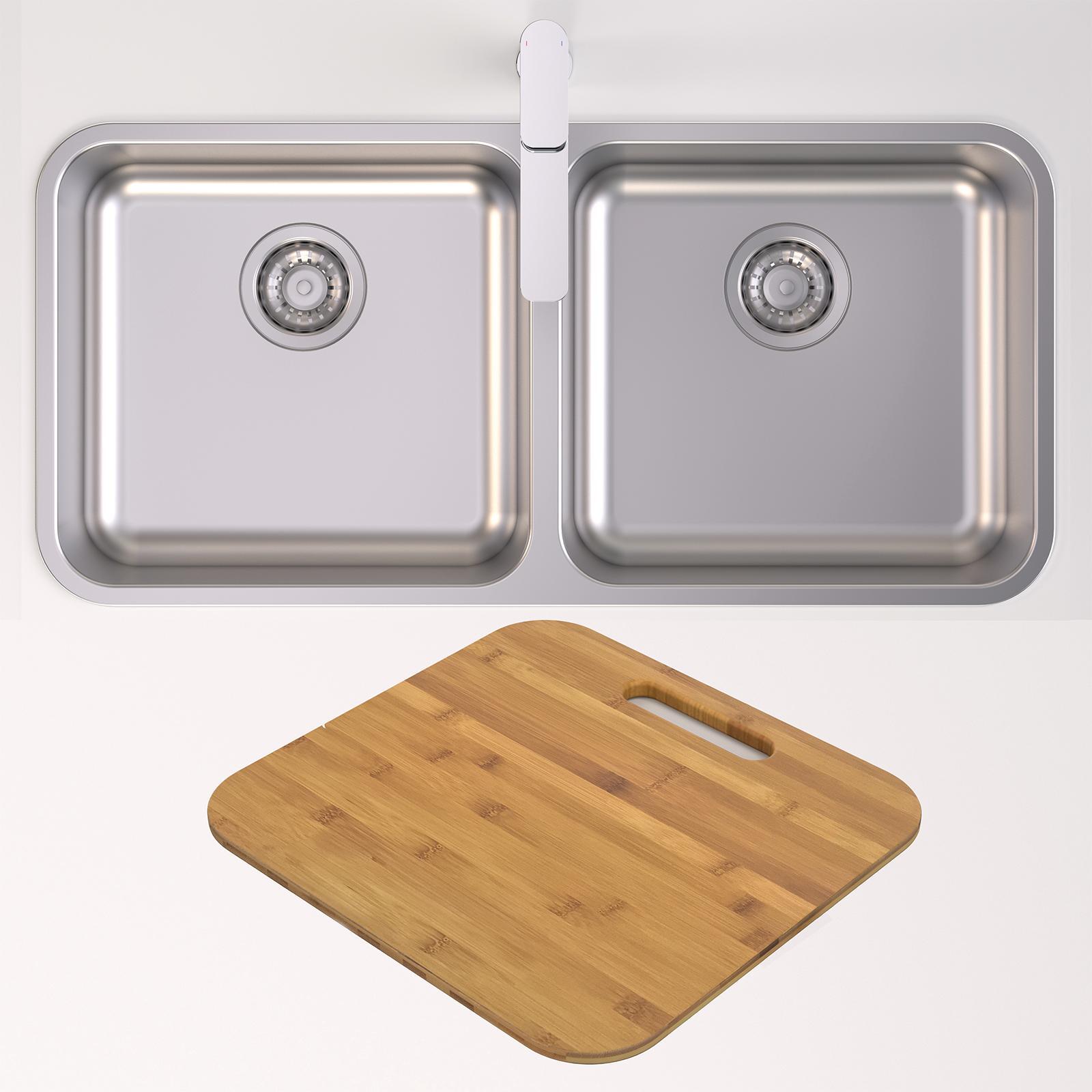 Luna Double Bowl and Chopping Board Bundle
