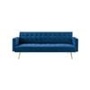 Foret 3 Seater Sofa Bed Lounge Recliner Couch Futon Chair Velvet Fabric Blue