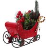 P&P Red Iron Vintage Christmas Sleigh Figurine Tabletop Rustic Holiday Tree Decoration