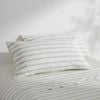 Dreamaker Bask Washed Cotton Yarn Dyed Stripe King Pillowcase Sage Twin Pack
