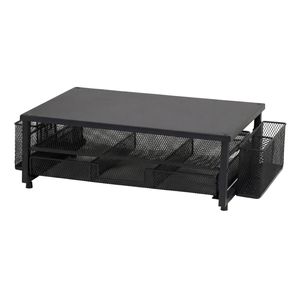 Levede Monitor Stand Riser With Drawer Metal Desk Organiser Office Black