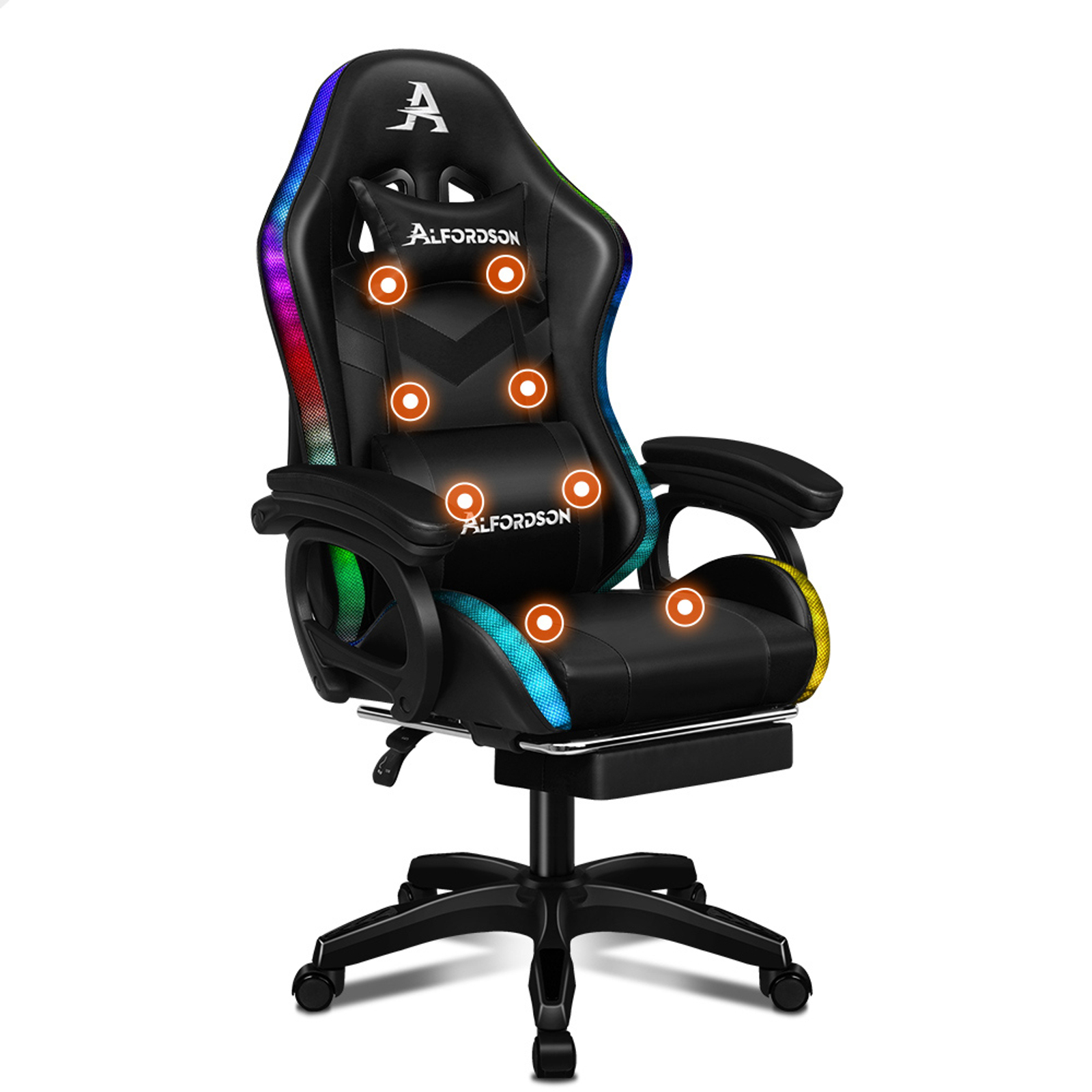 ALFORDSON Massage Gaming Office Chair LED Black