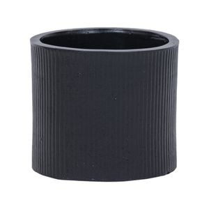 18 x 16cm Black Medium Cylinder Linear Ceramic Pot - 180mm
