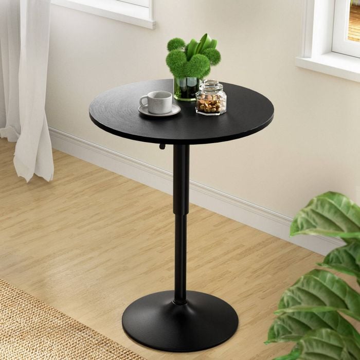 HOMFURN Swivel Bar Table Adjustable Height Round Black