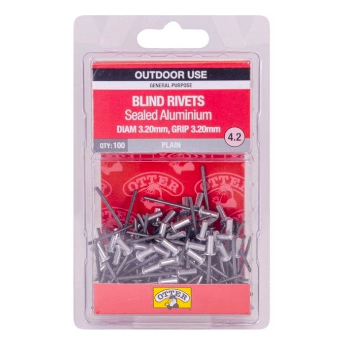 Otter 3.2 x 3.2mm Sealed Aluminium Rivets - 100 Pack