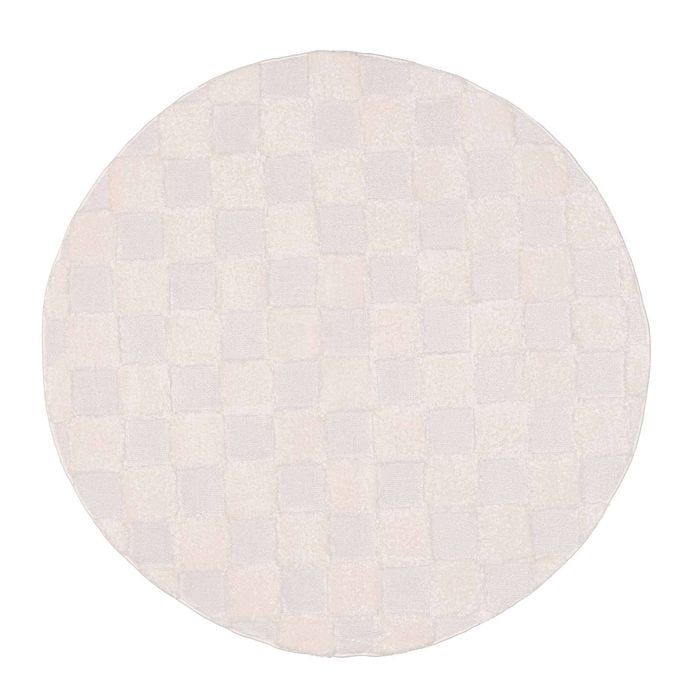 Loopsie-240cm X 240cm-ambra Ivory Checkered Round Rug