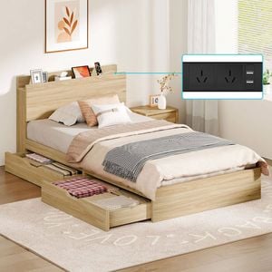 Alfordson Bed Frame Single With Charging Station