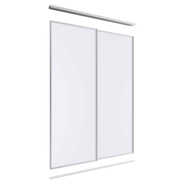 Lugna 2400 x 1201-1800mm Clear Anodised Melamine Wardrobe Double Sliding Doors