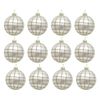 12x LVD Glass Bauble Tartan Seasonal Christmas Decoration Hanging Home Decor