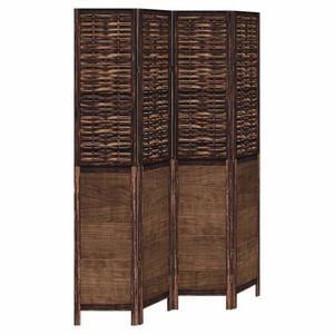 vidaXL Room Divider Privacy Screen 4 Panels Dark Brown Paulownia