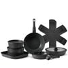 VEVOR Pots and Pans Set Black 17 Piece Granite Nonstick Detachable Handle Cookware