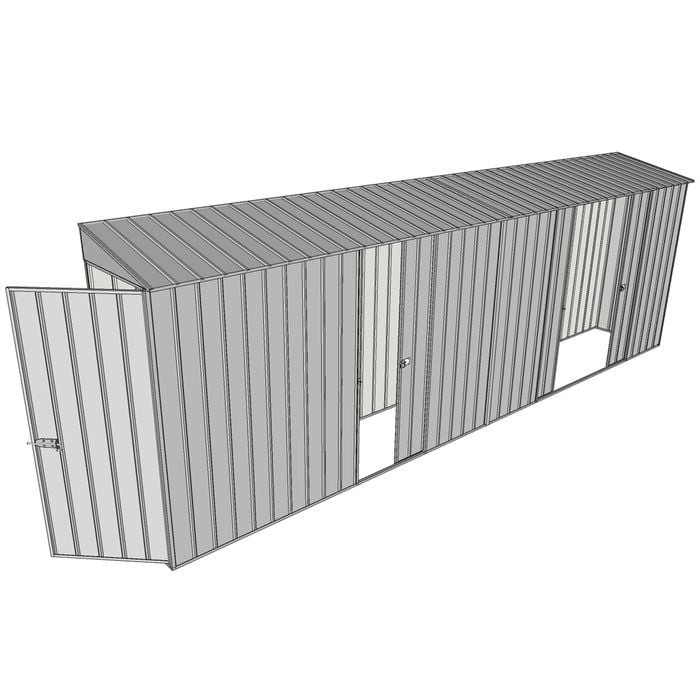 Build-a-Shed 0.8 x 6 x 2m Singled Hinged Door Skillion Shed with Single and Double Sliding Side Doors - Zinc