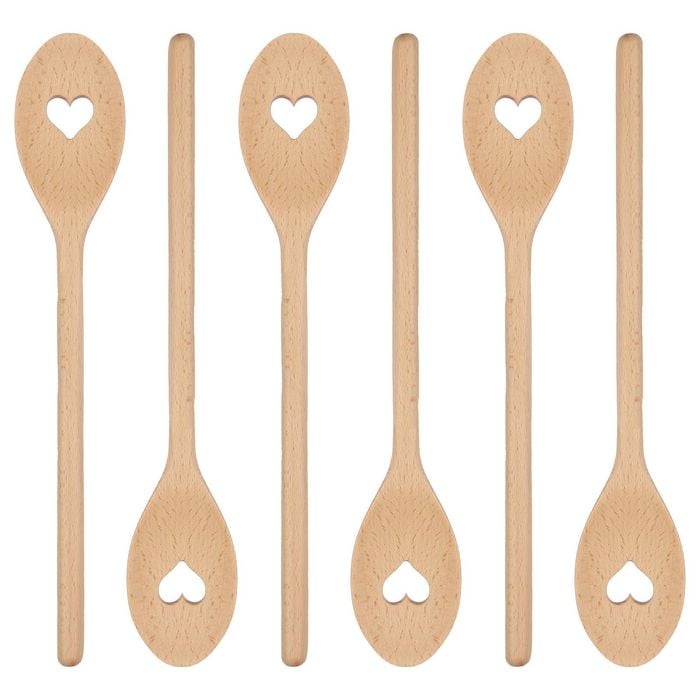 Argon Tableware Wooden Heart Cooking Spoons - 30cm - Pack of 6