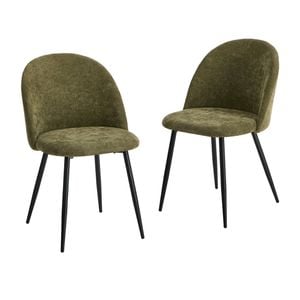 Oikiture Set of 2 Dining Chairs Accent Chair Armchair Kitchen Upholstered Linen