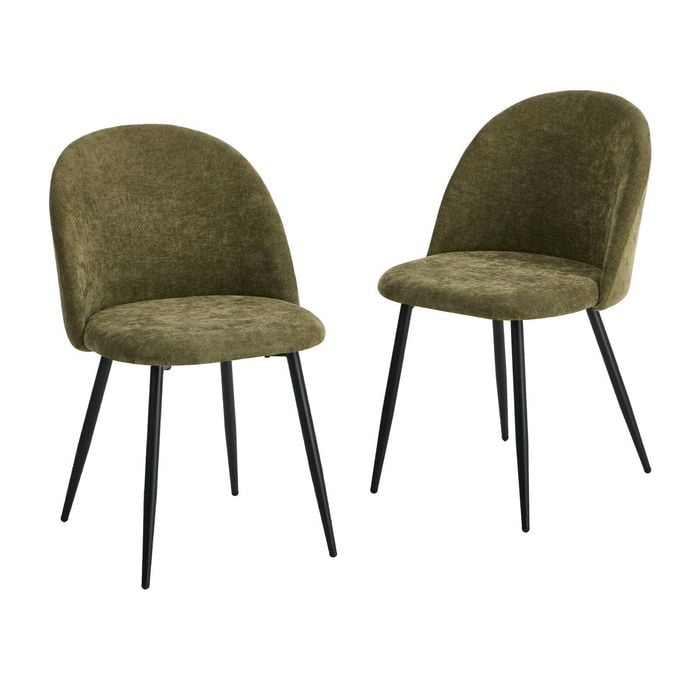 Oikiture Set of 2 Dining Chairs Accent Chair Armchair Kitchen Upholstered Linen