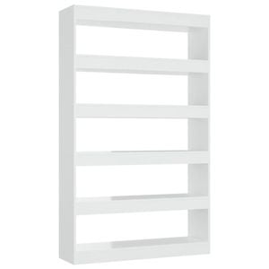 vidaXL Book Cabinet/Room Divider High Gloss White Storage Cabinet Bookcase
