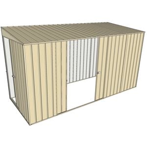 Build-a-Shed 1.5 x 3.7 x 2m Sliding Door Tunnel Shed with Double Sliding Side Doors - Cream