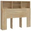 vidaXL Headboard Cabinet Home Organiser Bedroom Wall Bookcase Sonoma Oak 120 cm