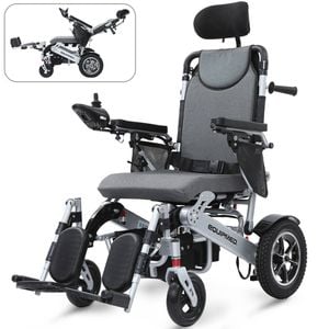 EQUIPMED Power Electric Wheelchair, Folding, Airline Approved, ARTG Certified, Recline Adjustment, Headrest, Lithium Battery
