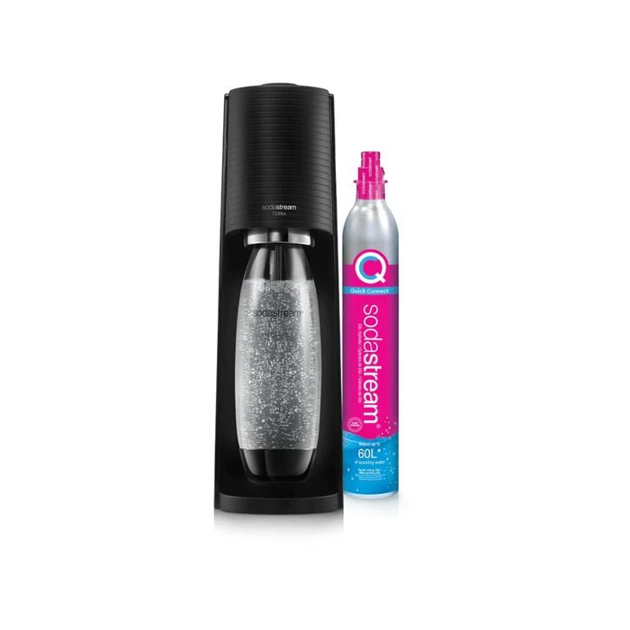 SodaStream Terra Classic Sparkling Water Maker w/60L Cylinder & 1L Plastic Bottle Black