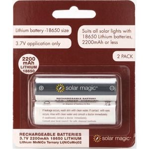 Solar Magic 2200mAh Lithium Ion Rechargeable Batteries - 2 Pack