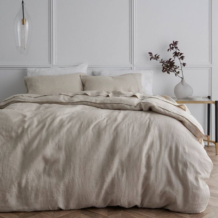 Bedding Co. Quilt Cover Set 100% French Flax Linen Natural Single