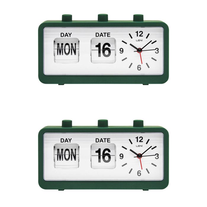 2PK Leni 11x20cm Flipper Table Alarm Clock Manual Flip Day &Date Forest ...