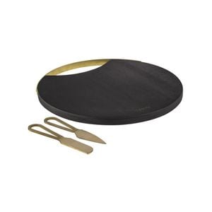 3pc Orson Cheese/Spreader Knife Set w/ Platter - Black