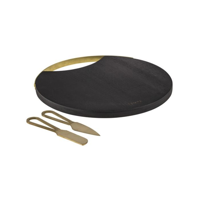 3pc Orson Cheese/Spreader Knife Set w/ Platter - Black