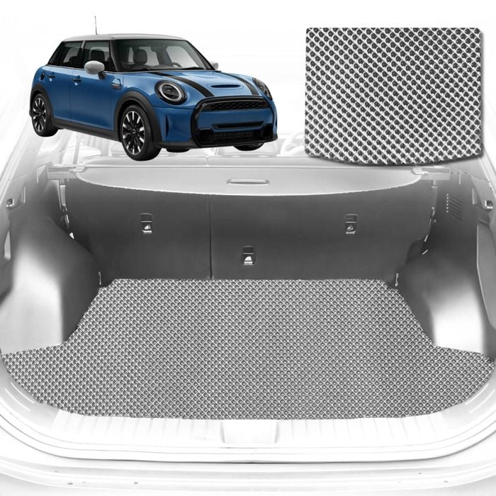 6D Diamond Car Boot Mat for MINI Cooper 5-Door Hatch (F55)2014-2024-upper+lower-Cargo Mat-Grey-Outback GT