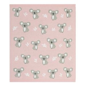 Living Textiles Australiana Jacquard Blanket - Koala/blush