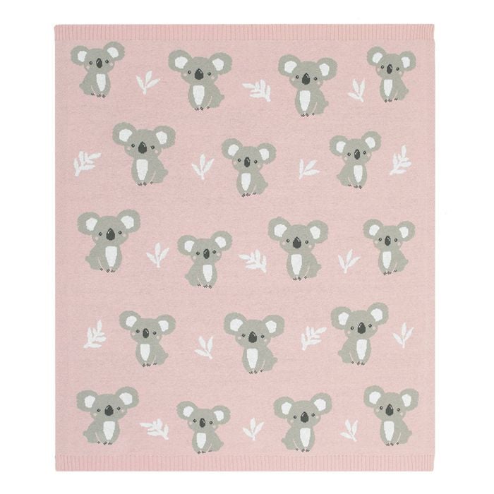 Living Textiles Australiana Jacquard Blanket - Koala/blush