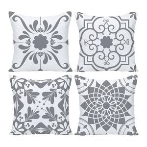 Catzon 4 Pcs Modern Throw Pillow Covers Geometric Flower Pattern for Couch