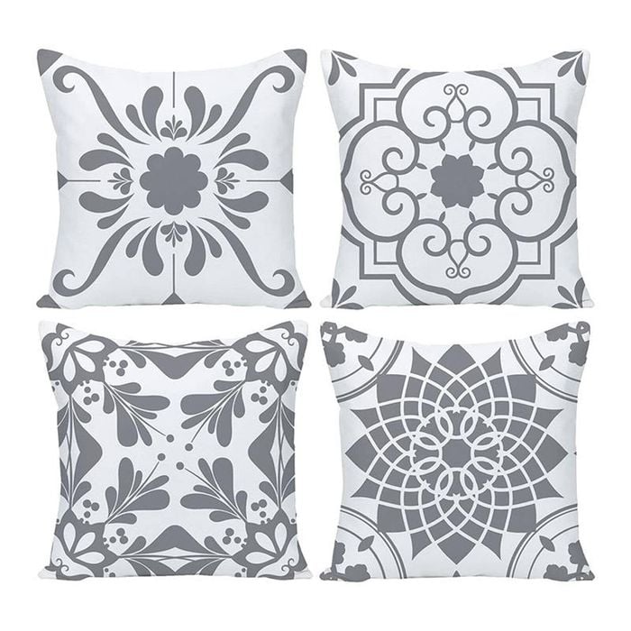 Catzon 4 Pcs Modern Throw Pillow Covers Geometric Flower Pattern for Couch